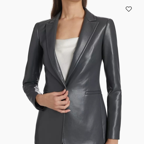 Alice and Olivia Vegan Leather Blazer - Picture 2 of 5